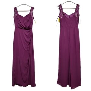 Dessy Collection radiant orchid lux chiffon and sequin formal maxi dress NWT